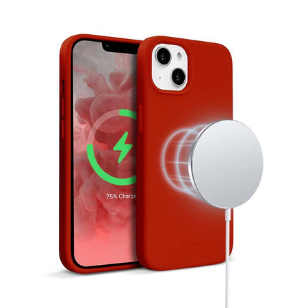 Crong Color Cover Magnetic - Silikonhülle für iPhone 13 Mini (rot)