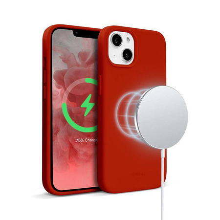 Crong Color Cover Magnetic - Θήκη σιλικόνης για iPhone 13 Mini (κόκκινο)