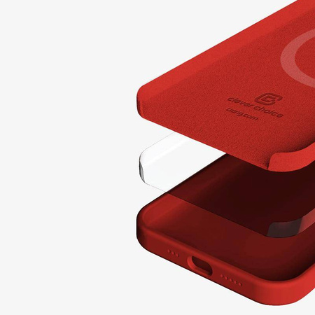 Crong Color Cover Magnetic - Θήκη σιλικόνης για iPhone 13 Pro (κόκκινο)