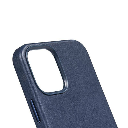 Crong Essential Cover - pouzdro z eko kůže pro iPhone 12 / iPhone 12 Pro (tmavě modré)