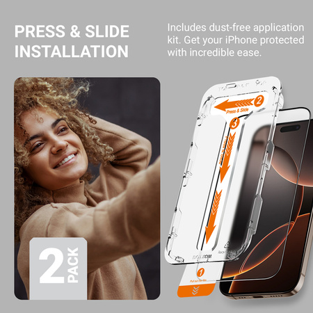 Szkło Hartowane do iPhone 16 Pro Max Crong EasyShield 9H Ochronne na Cały Ekran 2szt. + Ramka