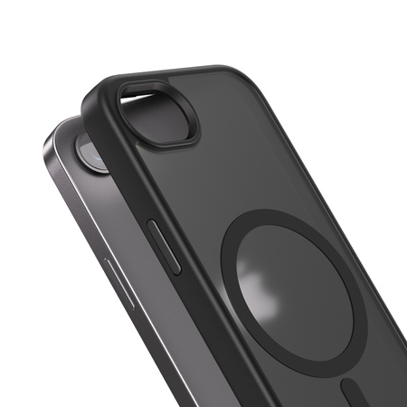 Carcasă Crong Hybrid Frost MAG - Carcasă MagSafe pentru iPhone 16e (Neagră)