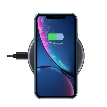 Crong PowerSpot Schnell-Ladegerät – Kabelloses 15-W-Ladegerät aus Aluminium mit USB-C-Anschluss und Qi-Technologie sowie einer Abdeckung aus gehärtetem Glas (Sc