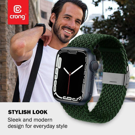 Crong Wave Band - Πλεκτό λουράκι για Apple Watch 42/44/45/49 mm (πράσινο)