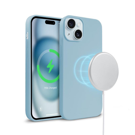 Etui Crong Color Cover Magnetic do iPhone 15 MagSafe Silikonowe Niebieskie