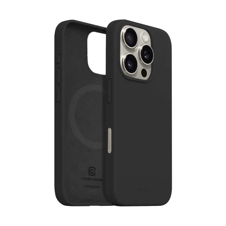 Crong Color Cover Magnetic - Silikon Case mit MagSafe für iPhone 16 Pro Max (schwarz)