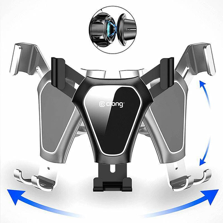 Uchwyt Samochodowy do Telefonu na Kratkę Nawiewu Crong Gravity Auto-Clip Car Holder Czarny