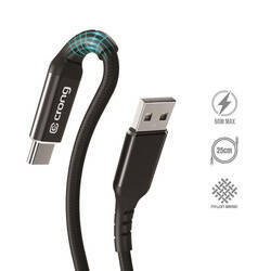 Crong Armor Link - 60W 3A USB-A σε USB-C Power Delivery καλώδιο γρήγορης φόρτισης 25cm (μαύρο)