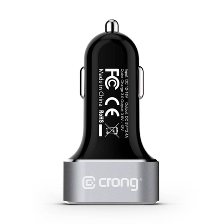 Crong Power Car Charger 30W - USB QuickCharge 3.0 Car Charger + USB 2.4A (Aluminum)
