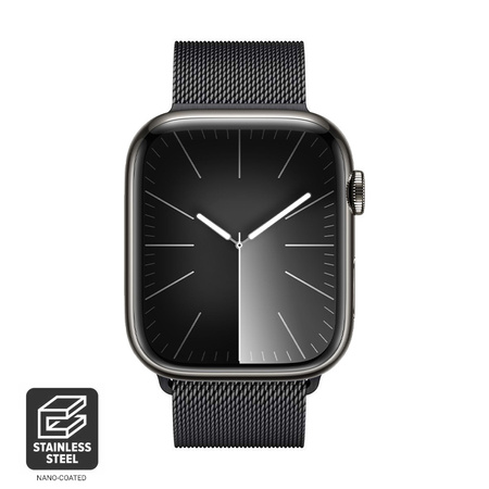 Crong Milano Steel - Bransoleta mediolańska do Apple Watch 44/45/46/49 mm (grafitowy)