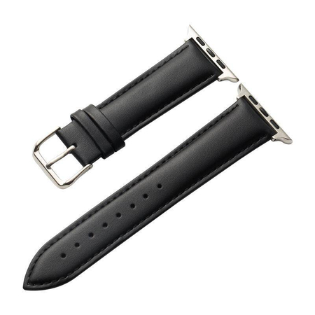 Crong Noble Band - Genuine Leather Strap for Apple Watch 44/45/46/49 mm (Black Noir)