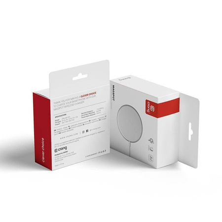 Încărcător wireless Crong MagSpot – Încărcător inductiv MagSafe din aluminiu de 15 W (argintiu alb)