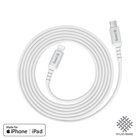 Crong Armor Link - USB-C villámgyors töltő MFi kábel 150cm (fehér)