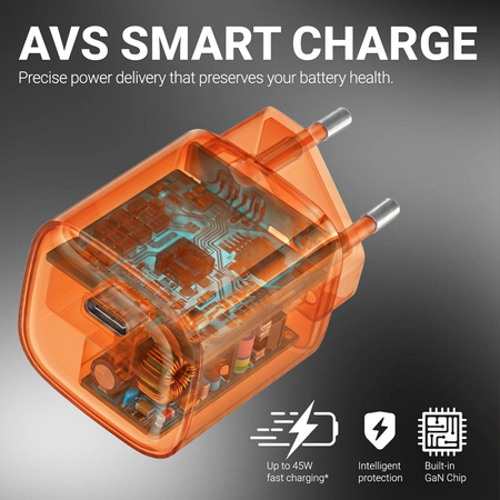 Crong NEO GaN Charger - USB-C 40W PD Charger with AVS (Orange)
