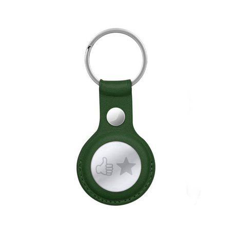Crong Leather Case with Key Ring – Protective leather case with key ring for Apple AirTag 1/2 (green)