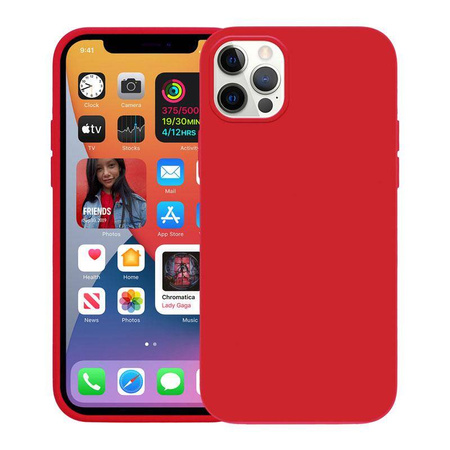 Etui Crong Color Cover do iPhone 12 Pro Max Silikon Czerwone z Mikrofibrą