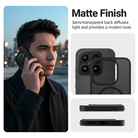 Crong Hybrid Matte Magnetic - калъф за Xiaomi 17 MagSafe (черен)