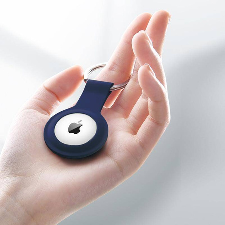 Crong Silicone Case with Key Ring – Protective keychain case for Apple AirTag 1/2 (navy blue)