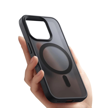 Crong Hybrid Frost MAG Cover - Hülle mit MagSafe für iPhone 16 Pro (Schwarz)