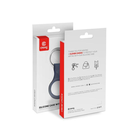 Etui Ochronne do Apple AirTag 1/2 Brelok Crong Silicone Case with Key Ring Granatowy