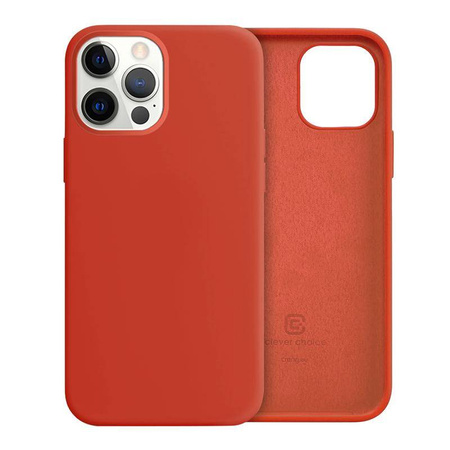 Etui Crong Color Cover do iPhone 12 Pro Max Silikon Czerwone z Mikrofibrą