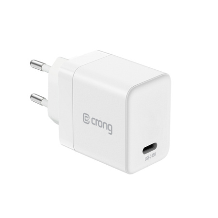 Crong Ultra Compact GaN - USB-C 45W PD 3.0 зарядно за стена с PPS (бяло)