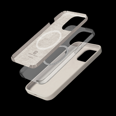 Etui do iPhone 14 Pro MagSafe Crong Color Cover Magnetic Silikonowy Case Ochronny Kamienny Beż