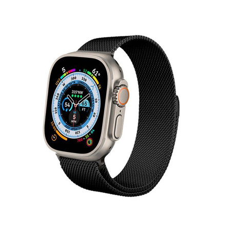 Crong Milano Steel - Řemínek z nerezové oceli pro Apple Watch 42/44/45/49 mm (černý)