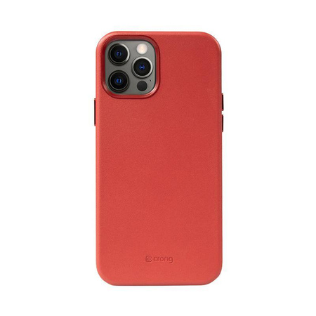 Crong Essential Cover Magnetic - Δερμάτινη θήκη για iPhone 12 / iPhone 12 Pro MagSafe (κόκκινο)
