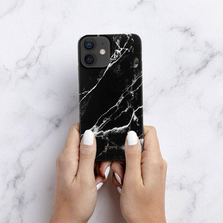 Etui Crong Marble Case do iPhone 12 Mini Czarne Plecki Marmur Modne