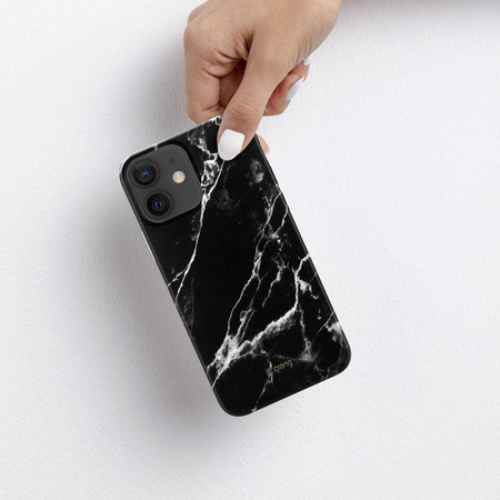Crong Marble Case - Etui iPhone 12 / iPhone 12 Pro (czarny)