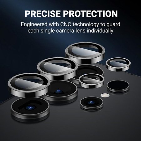 Crong Lens Ring - Gehärtetes Glas für die Kameralinse des Samsung Galaxy S24 Ultra (schwarz)