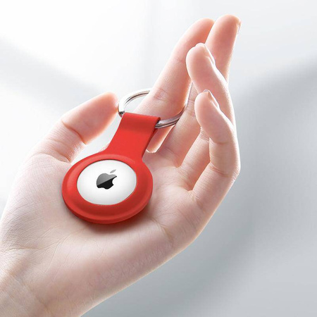 Crong Silicone Case with Key Ring – Protective keychain case for Apple AirTag 1/2 (red)