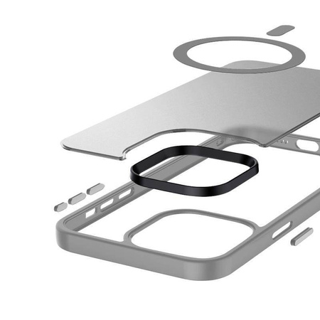 Etui Crong Hybrid Frost MAG Cover do iPhone 15 Pro Max Matowe Szare Plecki