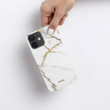 Crong Marble Case - pouzdro pro iPhone 12 Mini (bílé)