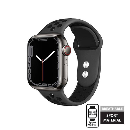 Crong Duo Sport - Armband für Apple Watch 42/44/45/49 mm (grau/schwarz)