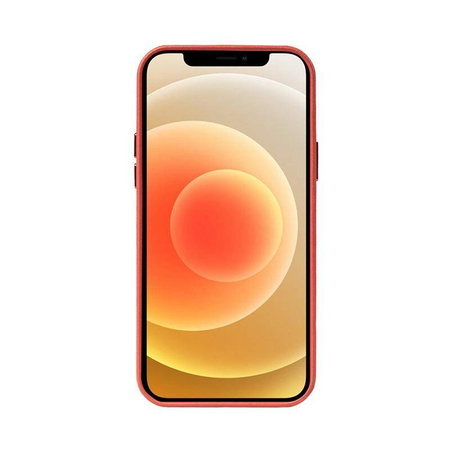 Crong Essential Cover Magnetic - Custodia in pelle MagSafe per iPhone 12 / iPhone 12 Pro (Rosso)