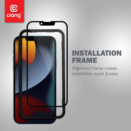 Crong Anti-Bacterial 3D Armour Glass - 9H tempered glass for the entire screen of iPhone 14 / iPhone 13 / iPhone 13 Pro + installation frame