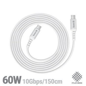 Crong Armor Link - 60W PD 3A USB-C to USB-C cable 150cm (white)