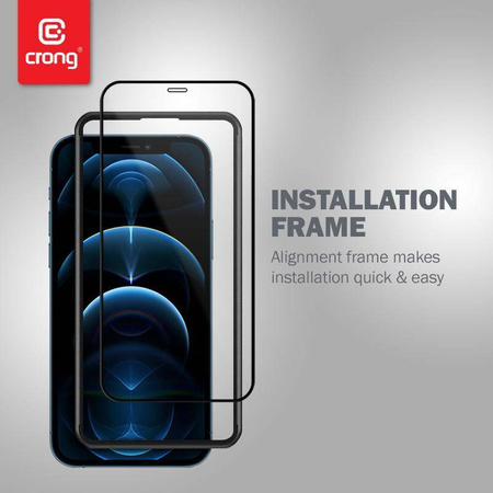 Crong Αντιβακτηριδιακό γυαλί 3D Armour Glass - 9H γυαλί πλήρους οθόνης για iPhone 12 Mini + πλαίσιο εγκατάστασης