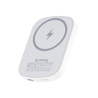 Crong MagSpot Power Bank - Ultra Slim Wireless Power Bank with MagSafe 5000mAh, USB-C 20W PD (White)