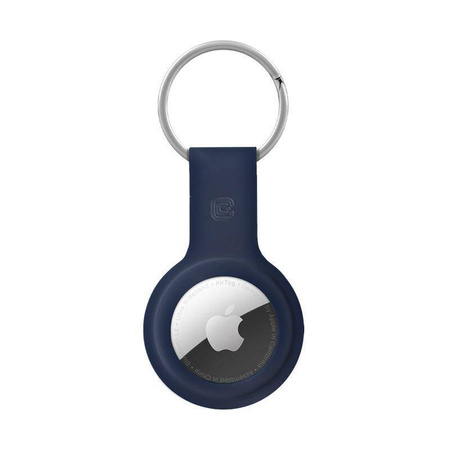 Crong Silicone Case with Key Ring – Protective keychain case for Apple AirTag 1/2 (navy blue)