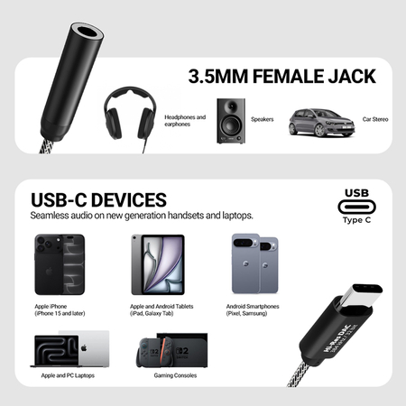 Adapter USB C mini jack 3,5 mm CRONG Armor Link DAC Hi-Res ALC5686 czarny