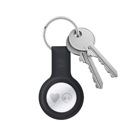 Crong Silicone Case with Key Ring - Protective Keyring Case for Apple AirTag (black)