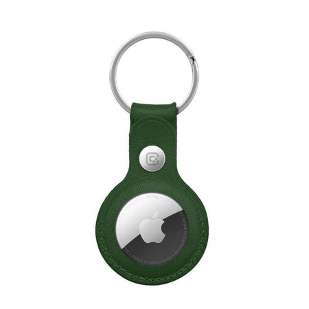 Crong Leather Case with Key Ring – Protective leather case with key ring for Apple AirTag 1/2 (green)