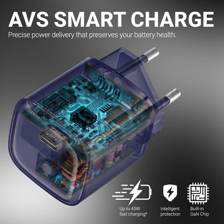 Crong NEO GaN Charger - USB-C 40W PD Charger with AVS (Navy Blue)
