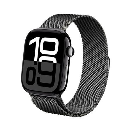 Pasek Crong Milano Steel do Apple Watch 49/46/45/44 mm Bransoleta Grafitowa