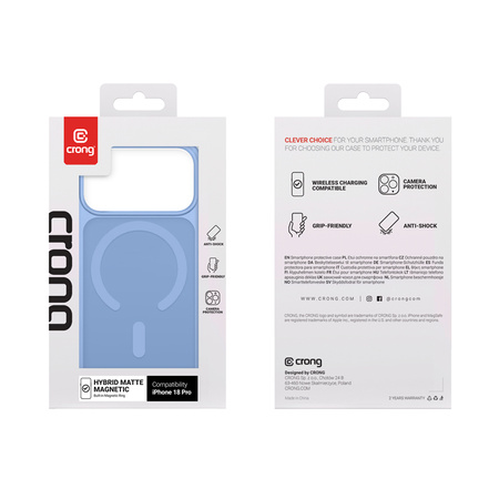 Funda Crong Hybrid MATTE™ Magnetic para iPhone 18 Pro / 17 Pro MagSafe Azul