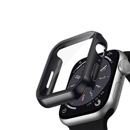 Hybridní pouzdro Crong - Pouzdro se sklem pro Apple Watch 44 mm (černé)