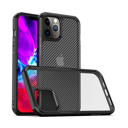 Crong Hybrid Carbon - iPhone 12 Pro Max Hülle (Schwarz)